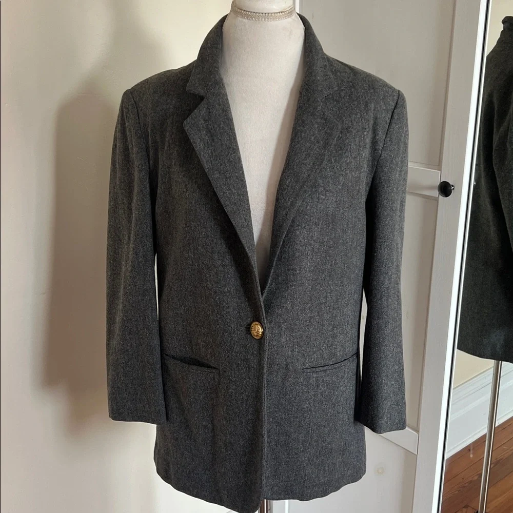 Vintage Block Island Petites by Marina Pappas Oversized Wool-Blend Blazer 4P